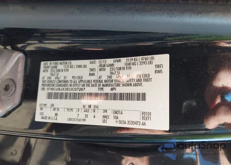 2014 Ford Escape Titanium z USA, uszkodzony, nr VIN 1FMCU9JX3EUC07267